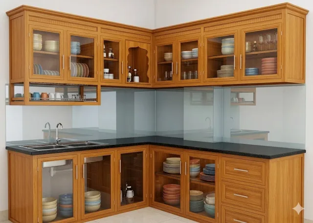 Tủ Bếp Nhôm Giả Gỗ