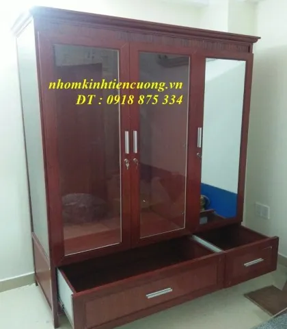 Tủ Nhôm Giả Gỗ Đựng Quần Áo