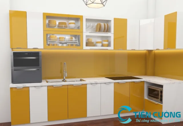 Làm Tủ Bếp Bằng Nhôm Kính