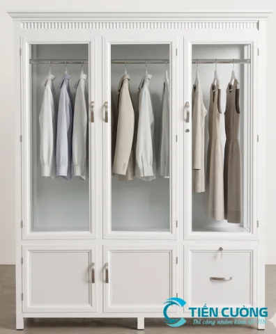 Mẫu tủ quần áo nhôm kính