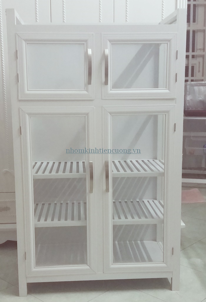 tủ chén bát nhôm kính nhỏ đẹp tiết kiệm diện tích