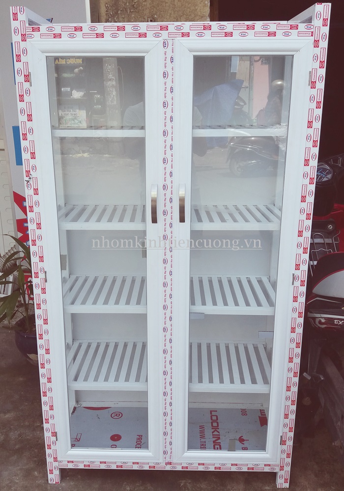 tủ nhôm kính đựng chén bát tphcm đẹp hiện đại