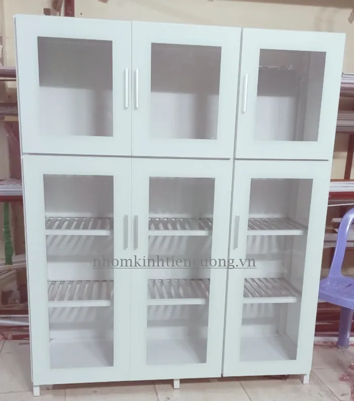 Mẫu Tủ Chén Bát Nhôm Kính Đẹp – Bền, Hiện Đại, Giá Xưởng TP.HCM - hình ảnh thực tế Mẫu tủ chén bát nhôm kính đẹp 4