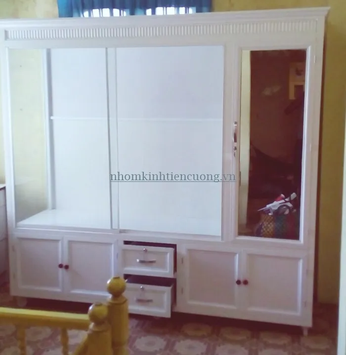 Tủ quần áo nhôm kính cánh kính Tủ quần áo nhôm kính cánh kính đẹp
