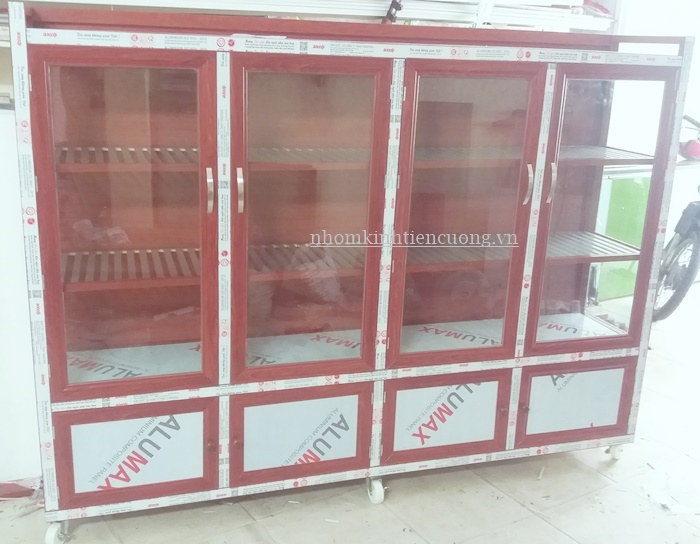 mẫu tủ chén nhôm kính đứng cao cấp bền đẹp