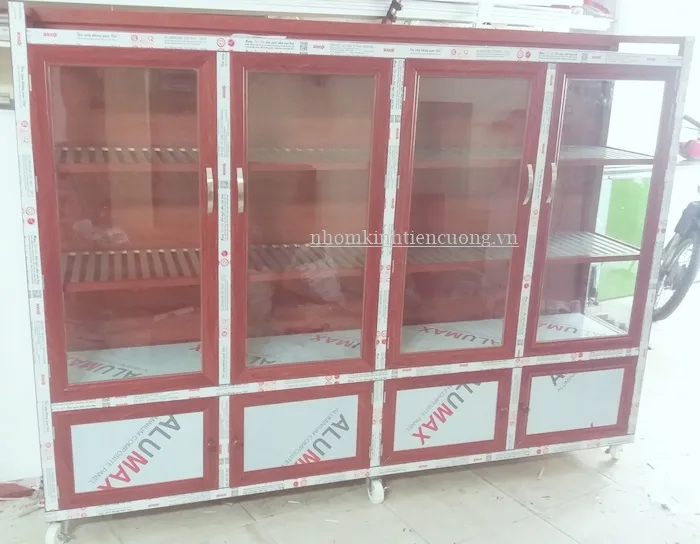 Những Mẫu Tủ Nhôm Kính Đựng Chén Bát TPHCM Đẹp – Giá Tốt hiện nay - hình ảnh thực tế mẫu tủ chén nhôm kính đứng cao cấp bền đẹp