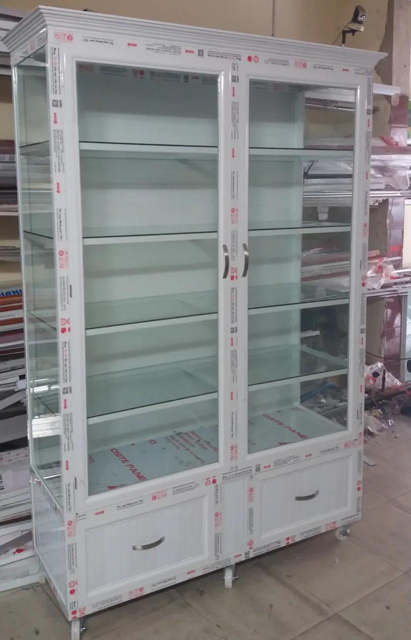 Mẫu tủ chén nhôm kính cao cấp thiết kế theo yêu cầu