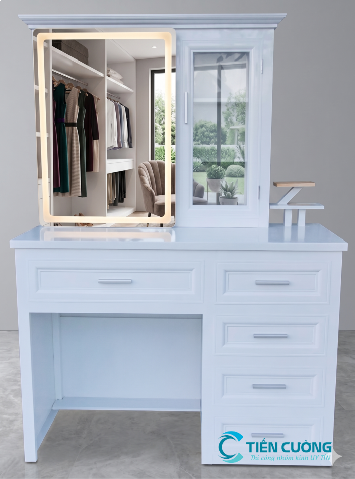Bàn trang điểm nhôm kính cao cấp