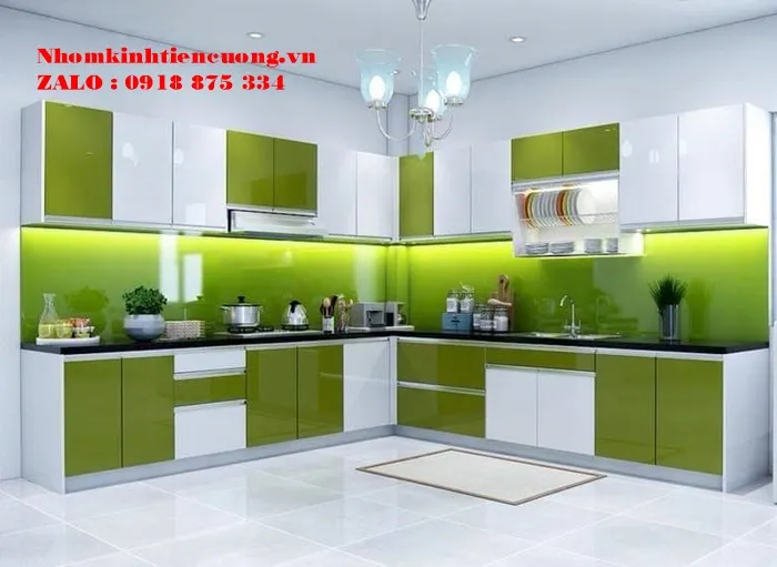 Báo Giá Kính Ốp Bếp Mới Nhất | Nhôm Kính Tiến Cường - hình ảnh thực tế kính màu ốp bếp cường lực