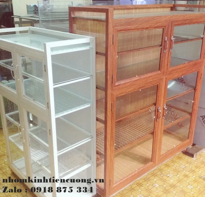 Tủ Nhôm Kính Chén Bát Đẹp, Bền 20 Năm | Giá Xưởng TP.HCM hiện nay - hình ảnh thực tế Tủ nhôm kính chén bát 4