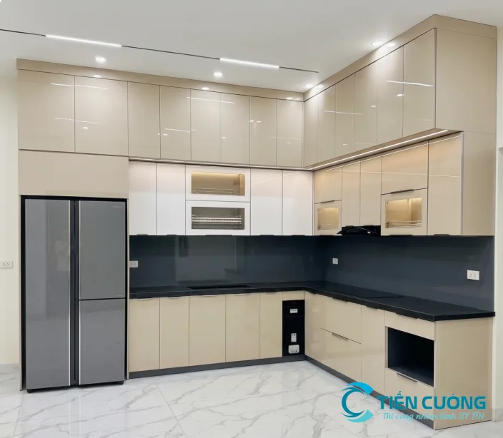 Hoàn thiện mẫu tủ bếp nhôm kính đẹp