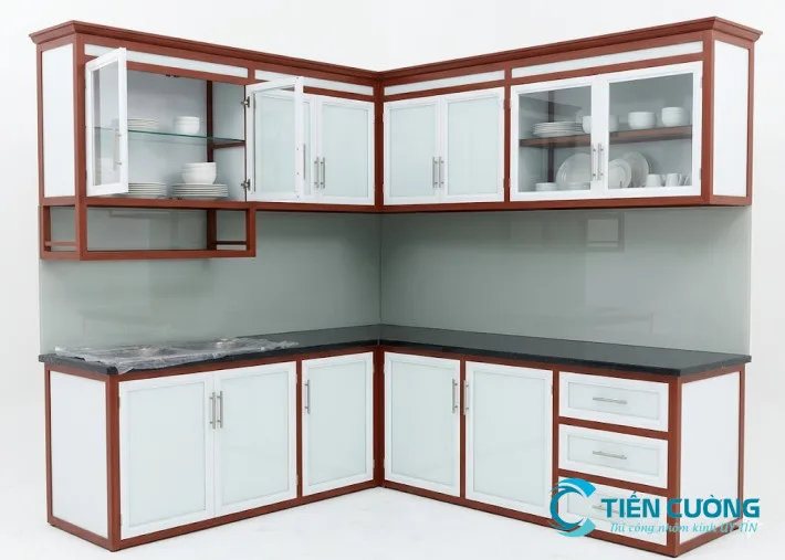 Mẫu tủ bếp nhôm kính cao cấp chống ẩm tốt