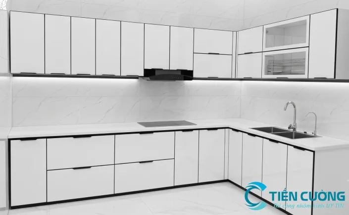Mẫu tủ bếp nhôm kính đẹp hiện đại