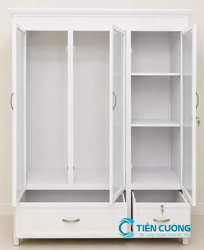 Thi công tủ quần áo nhôm kính