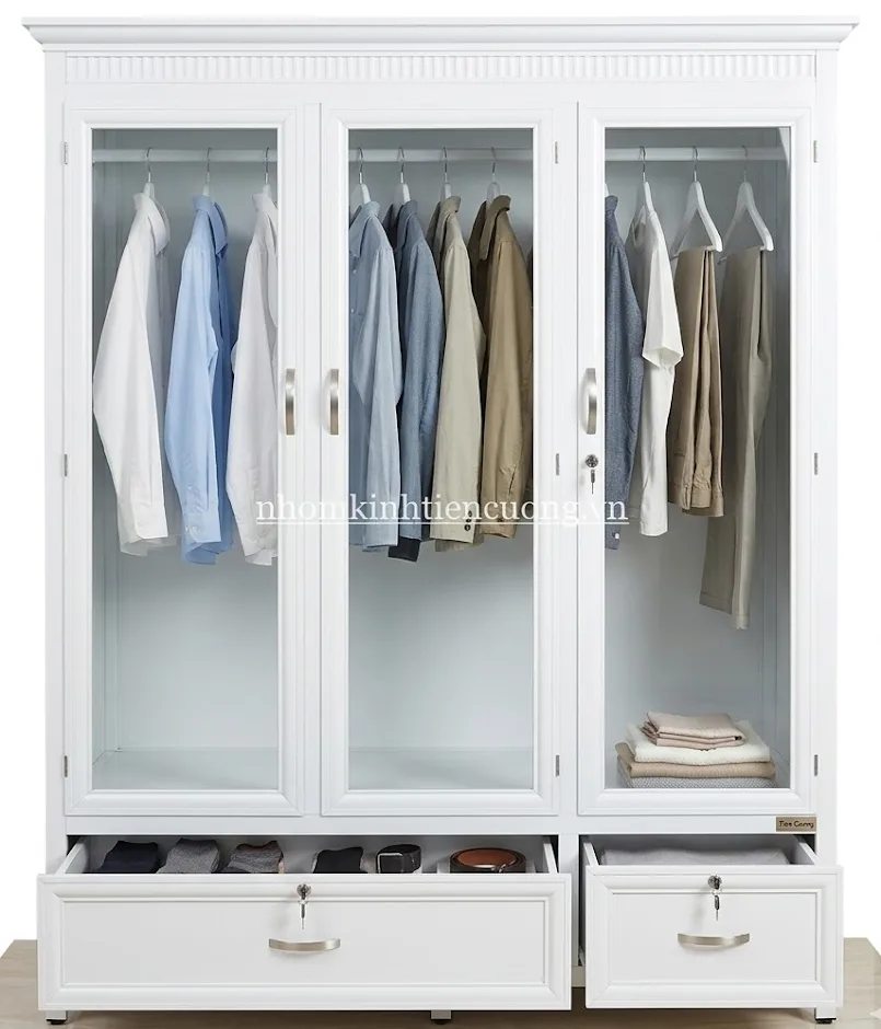 Thiết kế tủ quần áo nhôm kính đẹp