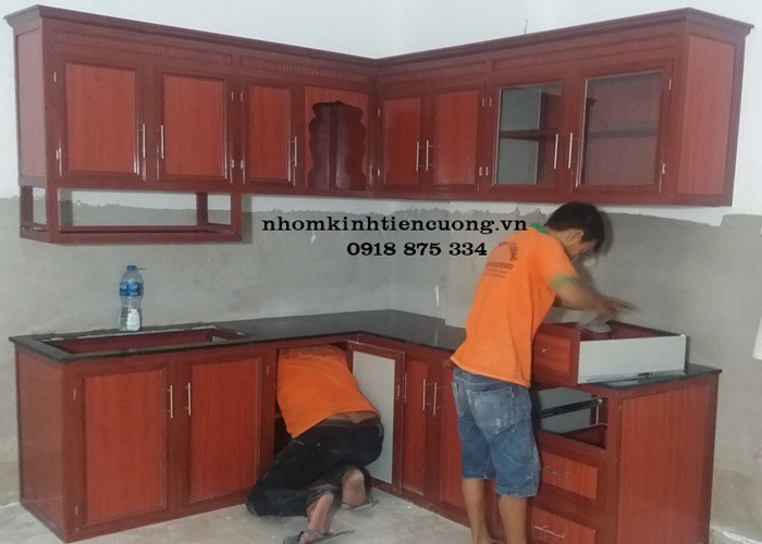 Tủ bếp nhôm kính bền đẹp chống ẩm