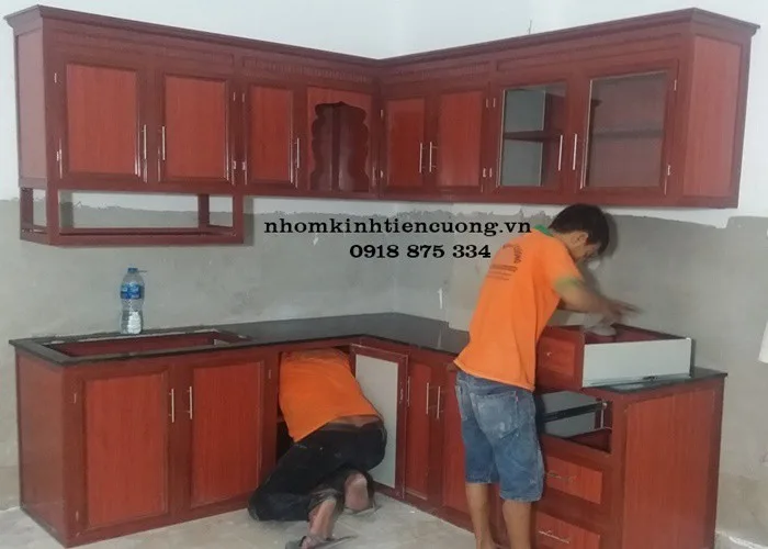 Tủ bếp nhôm kính bền đẹp chống ẩm