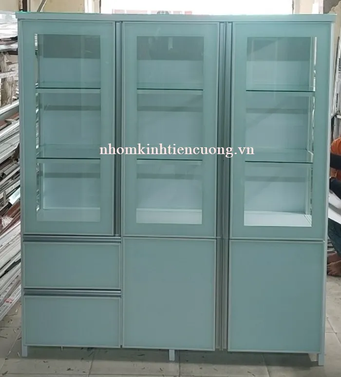 Tủ chén nhôm kính cao cấp Tiến Cường