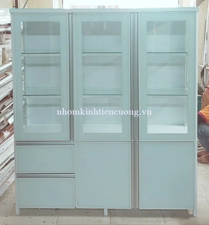 Tủ chén nhôm kính đẹp
