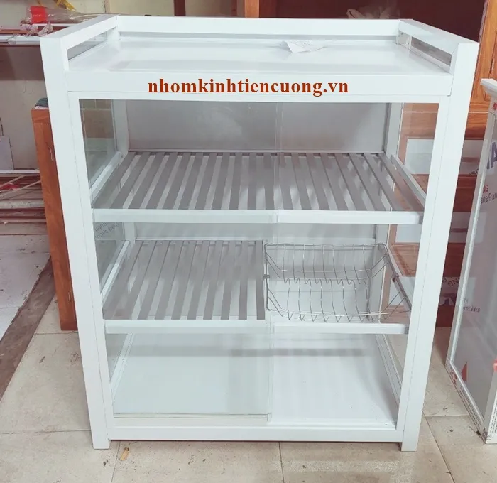 Tủ chén nhôm kính cho nhà trọ