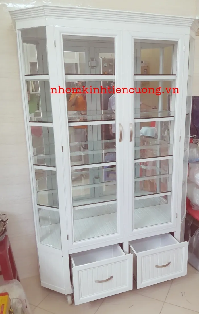 làm tủ chén nhôm kính trọn gói