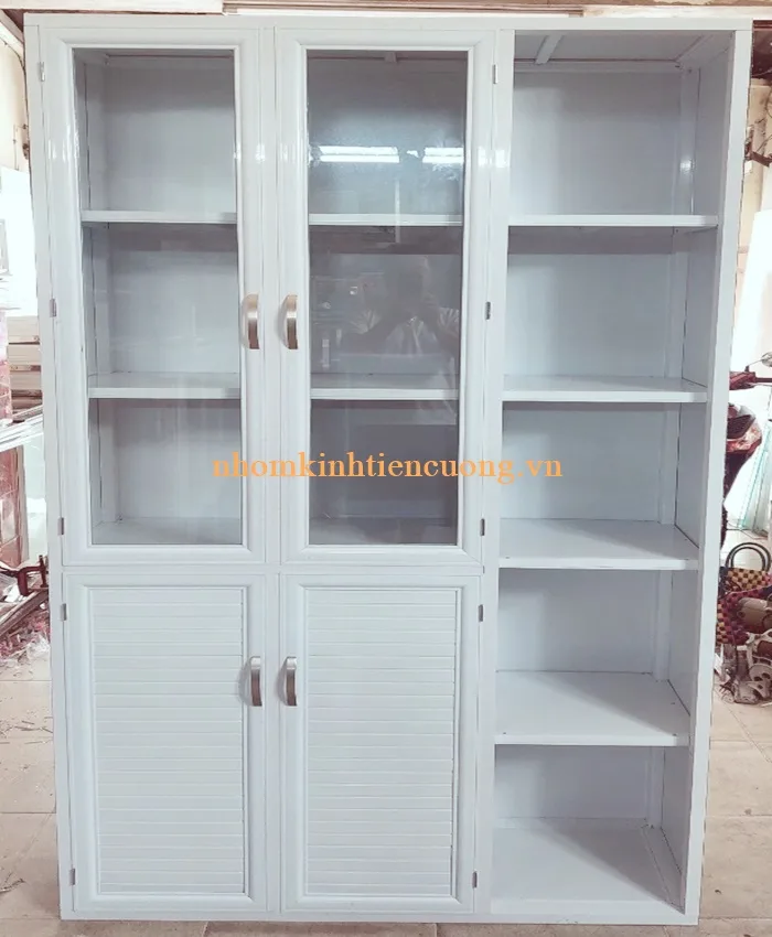 Tủ Hồ Sơ Nhôm Kính Văn Phòng, Đặt Làm Tại TP.HCM - hình ảnh thực tế Tủ hồ sơ nhôm kính nhiều khoang cho văn phòng