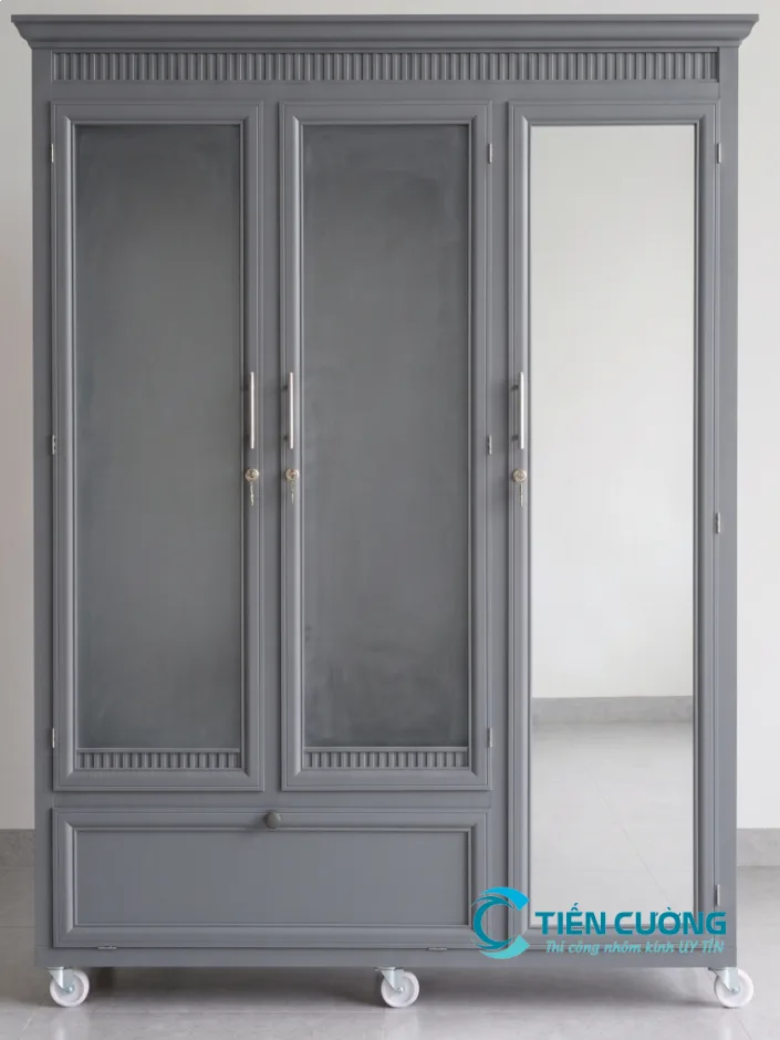 Tủ quần áo nhôm kính màu ghi