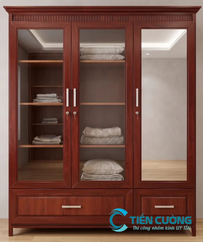 Tủ quần áo nhôm kính đặt làm