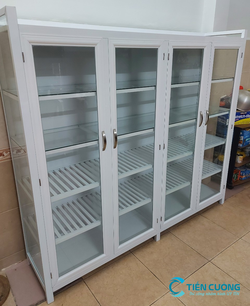 tủ nhôm kính chén bát nhiều ngăn tiện dụng