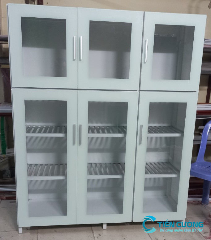 tủ chén nhôm kính cửa kính cường lực cao cấp