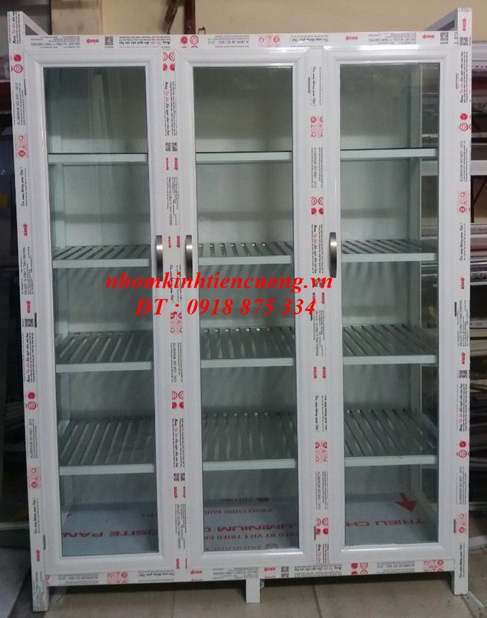 Tủ đựng chén bát bằng nhôm kính
