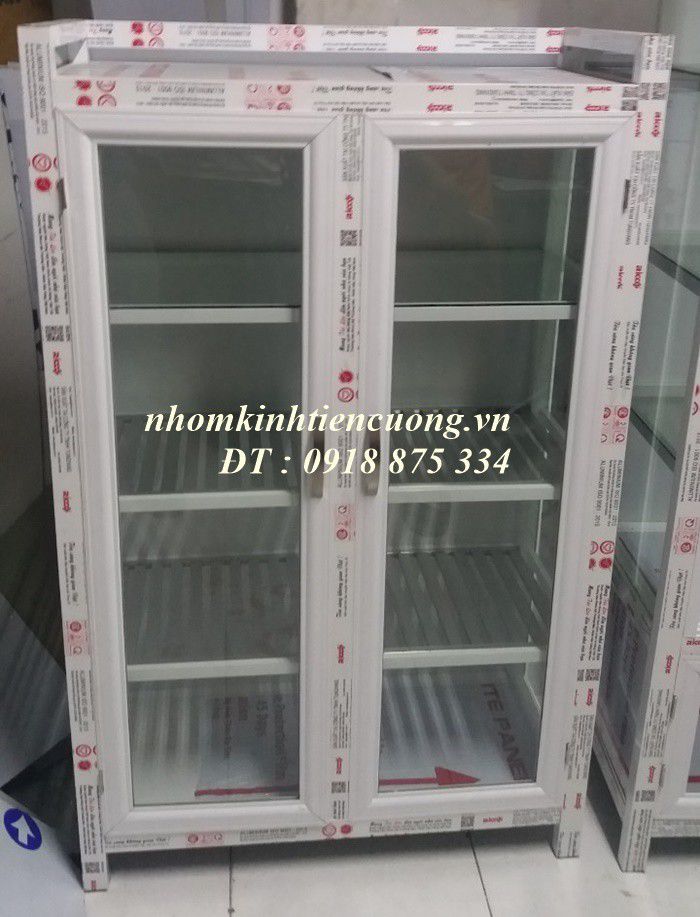 Tủ đựng chén bát bằng nhôm kính