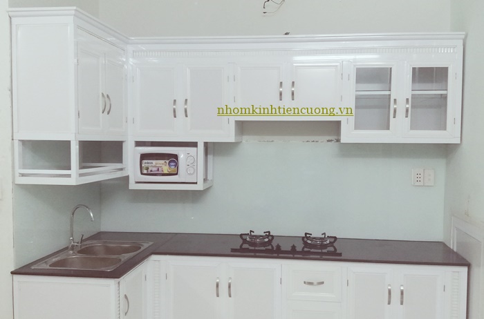 Tủ bếp nhôm kính nhỏ gọn đẹp hiện đại