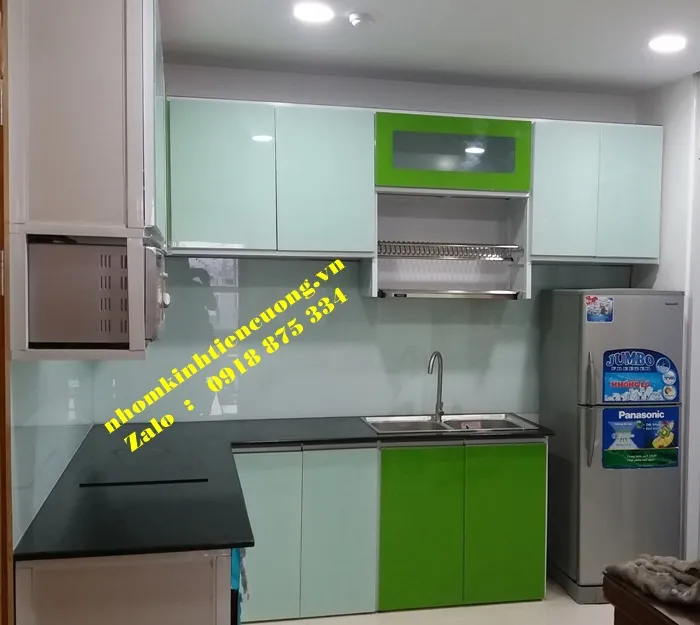 Tủ bếp nhôm kính cường lực bền đẹp