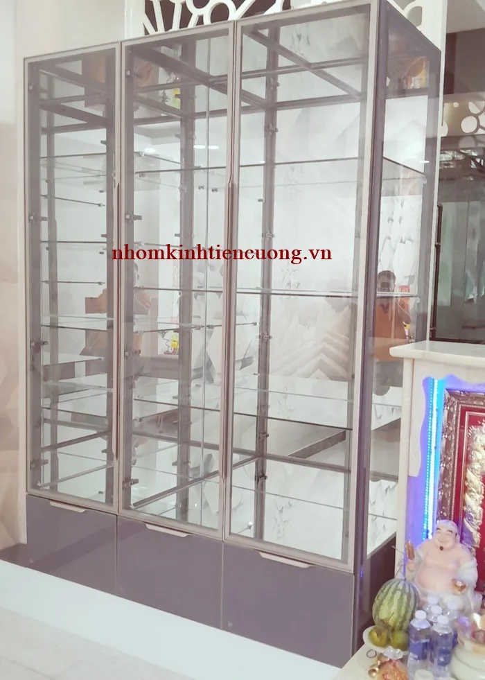 Tủ Rượu Nhôm Kính Hiện Đại Đẹp Sang Trọng Cho Nhà Phố & Chung Cư - hình ảnh thực tế Tủ rượu kết hợp tủ bếp nhôm kính sang trọng