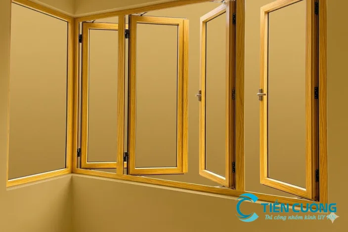 mẫu cửa nhôm kính giả gỗ cho phòng ngủ
