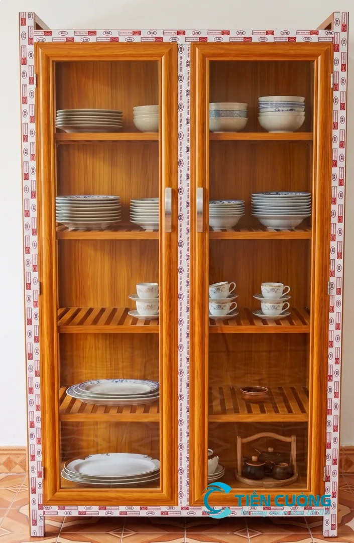 Tủ chén nhôm kính dễ lau chùi