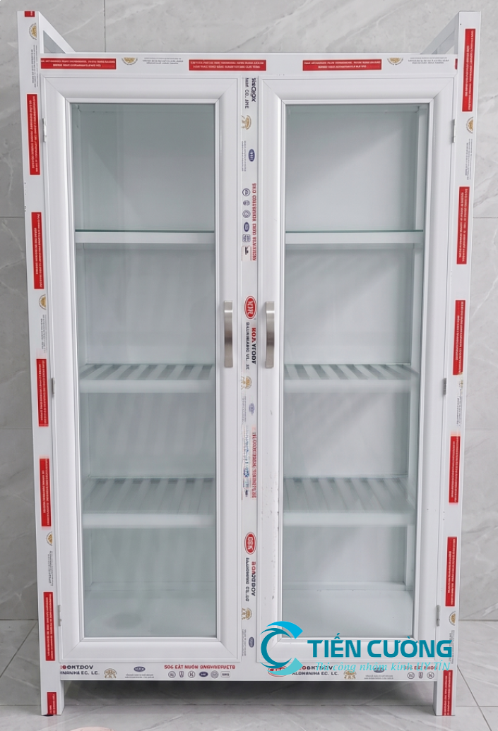 Tủ chén bát nhôm kính hiện đại