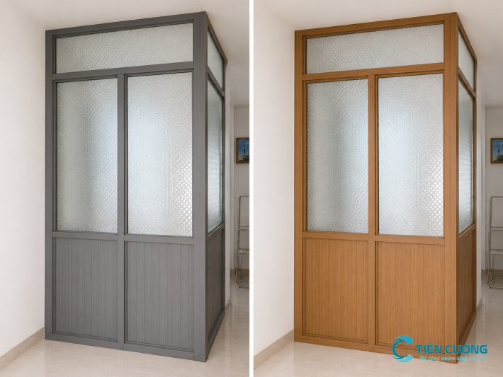 Mẫu vách ngăn phòng ngủ nhôm kính đẹp hiện đại