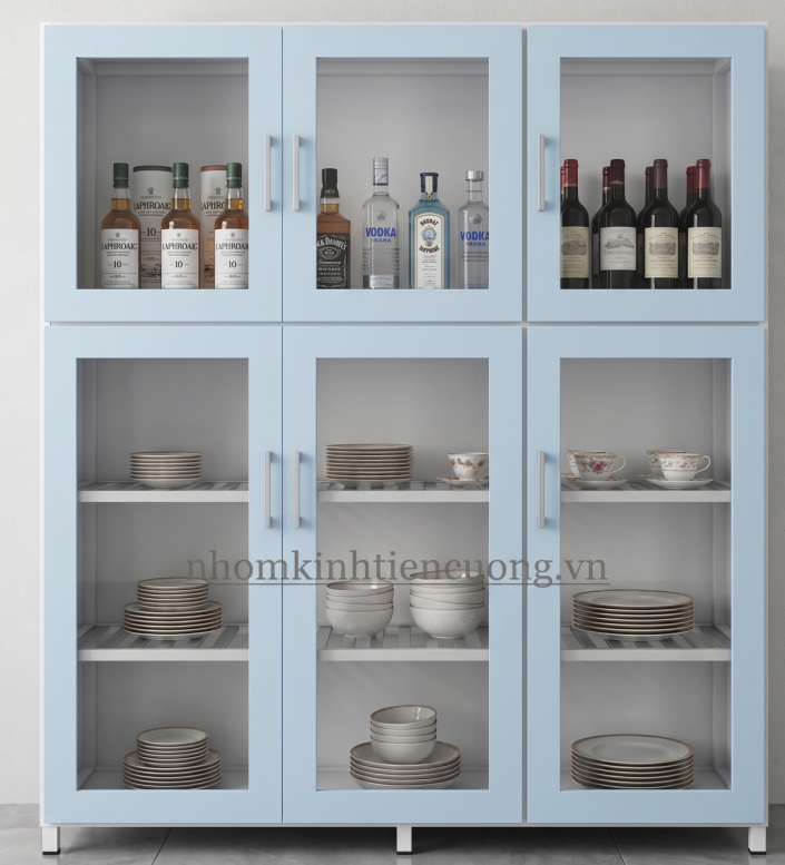 Kính cường lực an toàn cho tủ chén nhôm kính