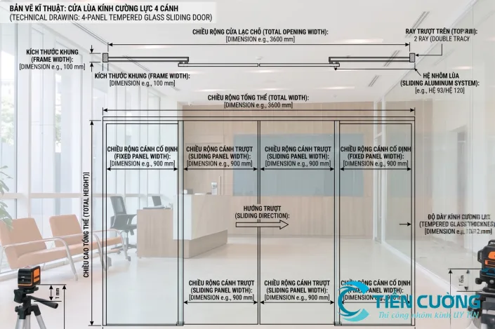 Kích Thước Cửa Kính Cường Lực Đẹp Chuẩn Cho Nhà Phố Và Mặt Tiền - hình ảnh thực tế Cửa kính cường lực 2 cánh dùng cho cửa hàng