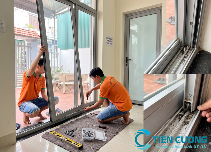 Sửa cửa nhôm kính bị xệ đóng mở khó