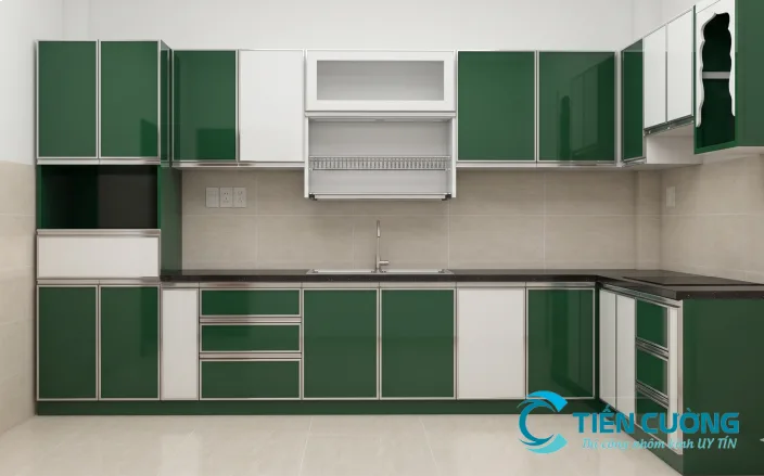 Tủ bếp nhôm kính cho căn hộ hiện đại