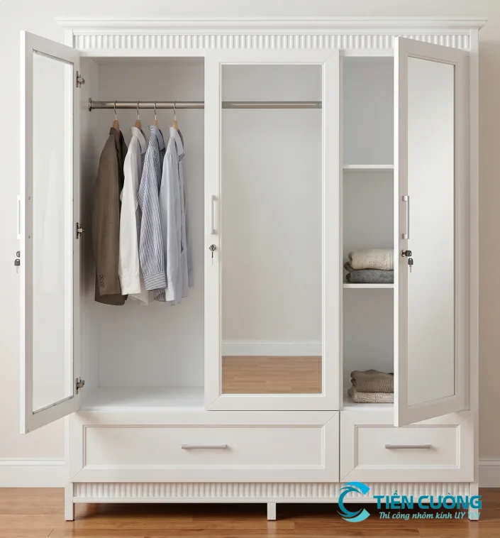 Tủ Quần Áo Nhôm Kính Có Tốt Không? Kinh Nghiệm Chọn Bền Đẹp - hình ảnh thực tế Mẫu tủ quần áo nhôm kính thiết kế theo yêu cầu tại TPHCM