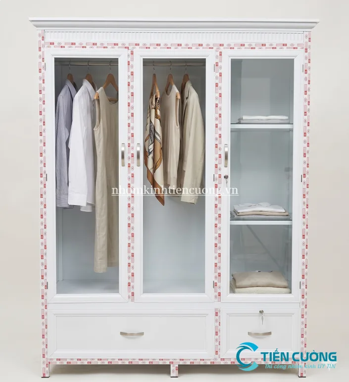 Thiết kế bên trong tủ nhôm quần áo tiện dụng