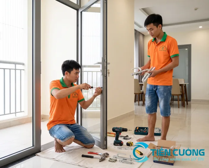 Khắc phục cửa lùa nhôm kính bị kẹt ray