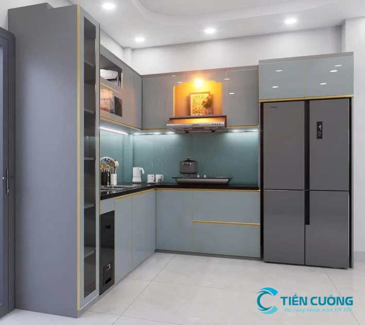 Mẫu tủ bếp nhôm kính hiện đại sang trọng mới nhất