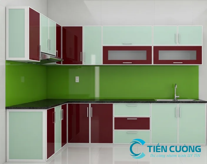 Tủ bếp nhôm kính đẹp cao cấp cho nhà phố và chung cư