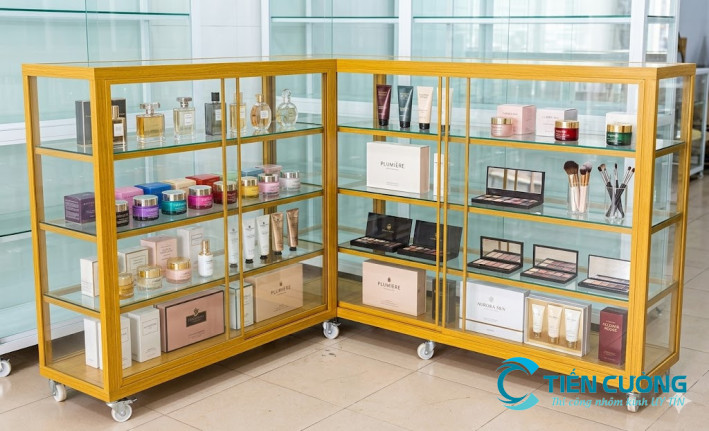 Tủ kính nhôm bán mỹ phẩm bền đẹp