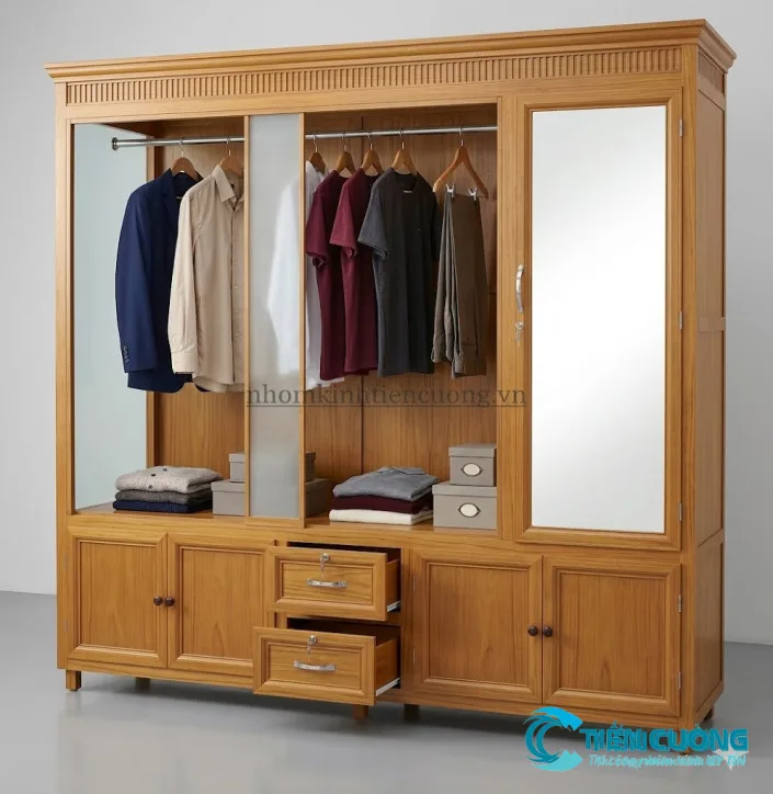 Tủ nhôm giả gỗ cao cấp cho phòng ngủ